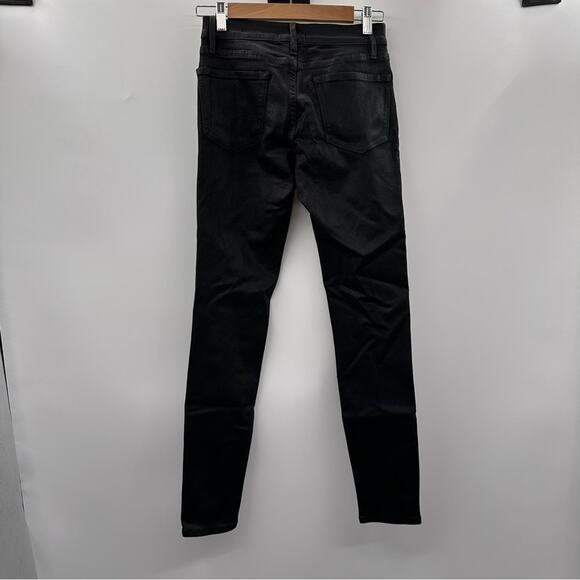 Frame Noir Coated Le Skinny de Jeanne Mid Rise Black Skinny Jeans Size 26 - Picture 4 of 11